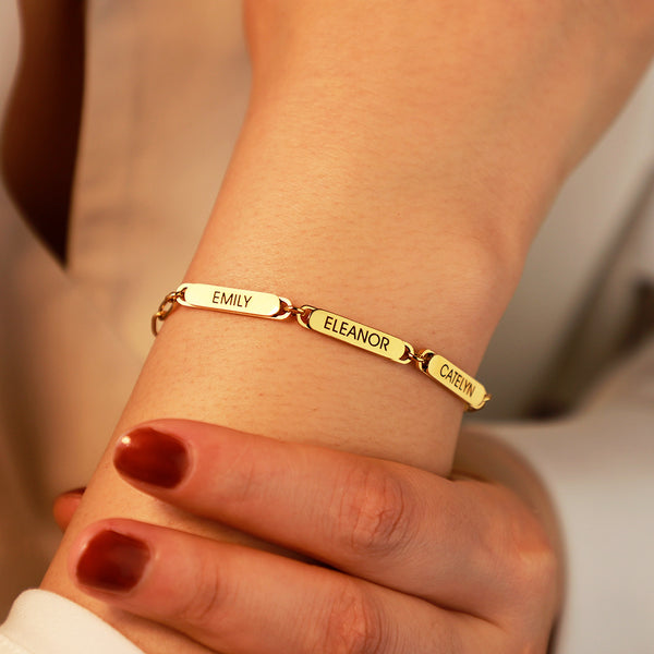  Engraved Name Bar Paperclip Link Bracelet Stainless Steel - friendship necklace gift from Bestie Keepsake