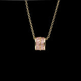  Ornate Pave Zircon Cylinder Pendant Necklace - friendship necklace gift from Bestie Keepsake