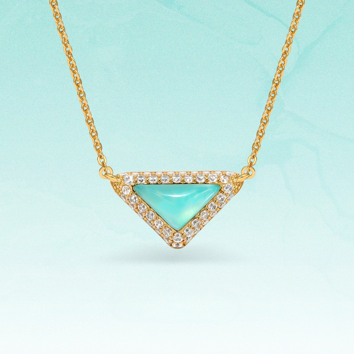  Delta Geometric Triangle Necklace with Stone Inlay - friendship necklace gift from Bestie Keepsake