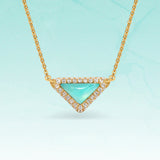  Delta Geometric Triangle Necklace with Stone Inlay - friendship necklace gift from Bestie Keepsake