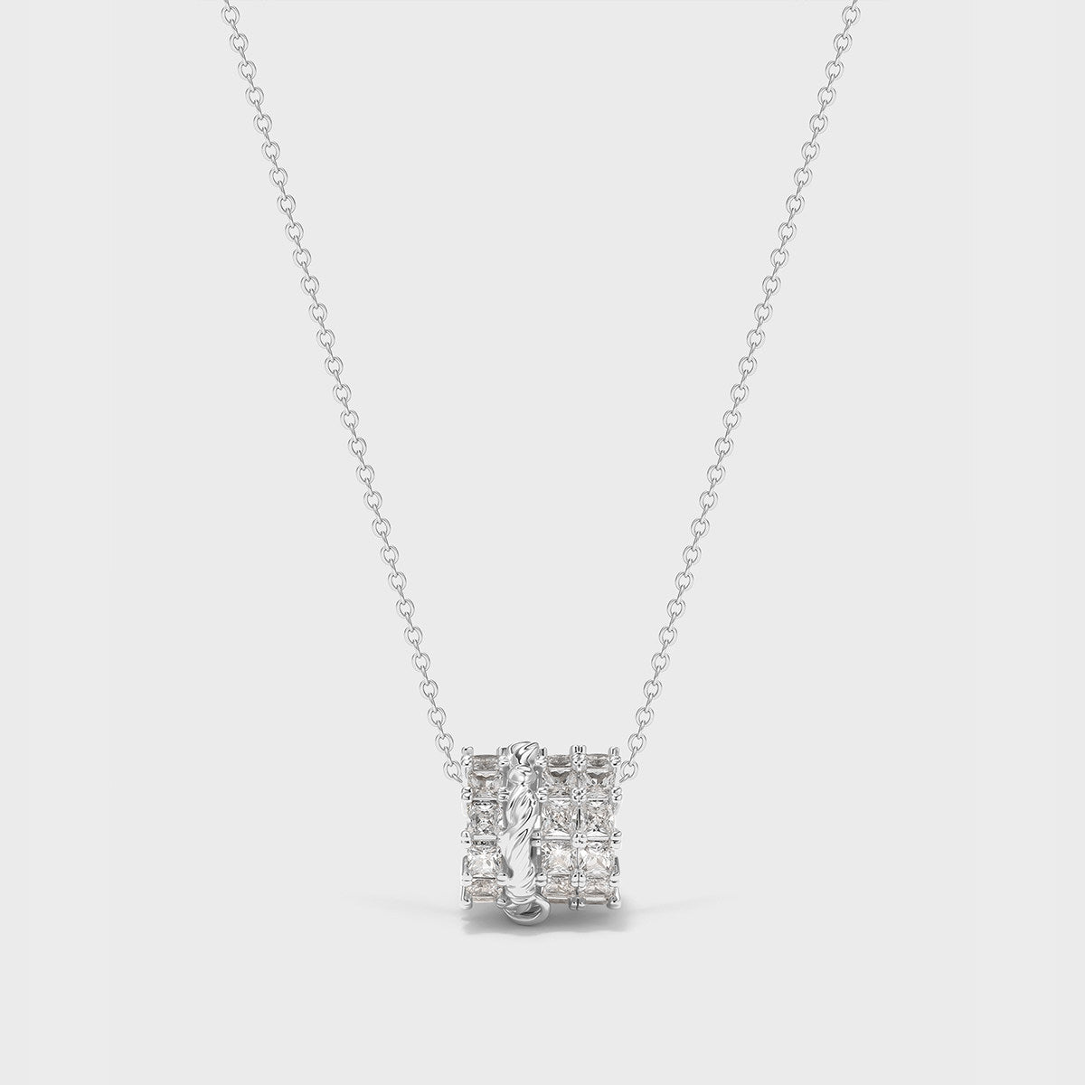  Ornate Cylinder Zirconia Pendant Necklace - friendship necklace gift from Bestie Keepsake
