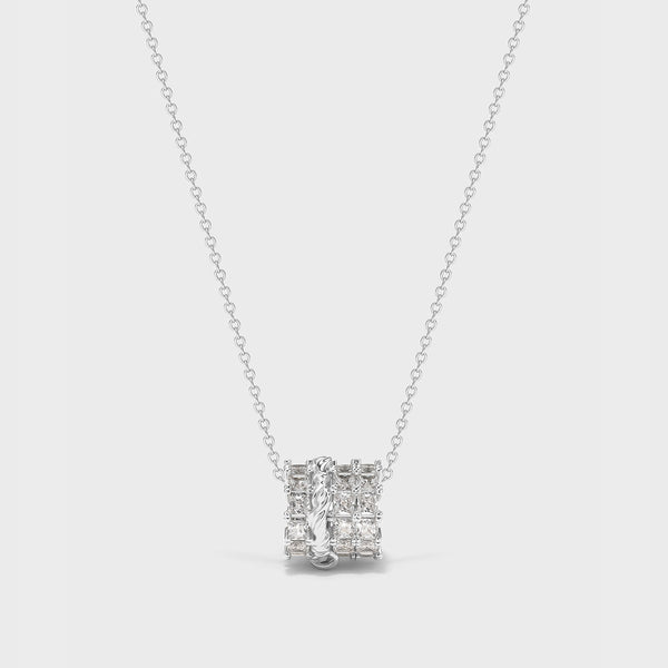  Ornate Cylinder Zirconia Pendant Necklace - friendship necklace gift from Bestie Keepsake