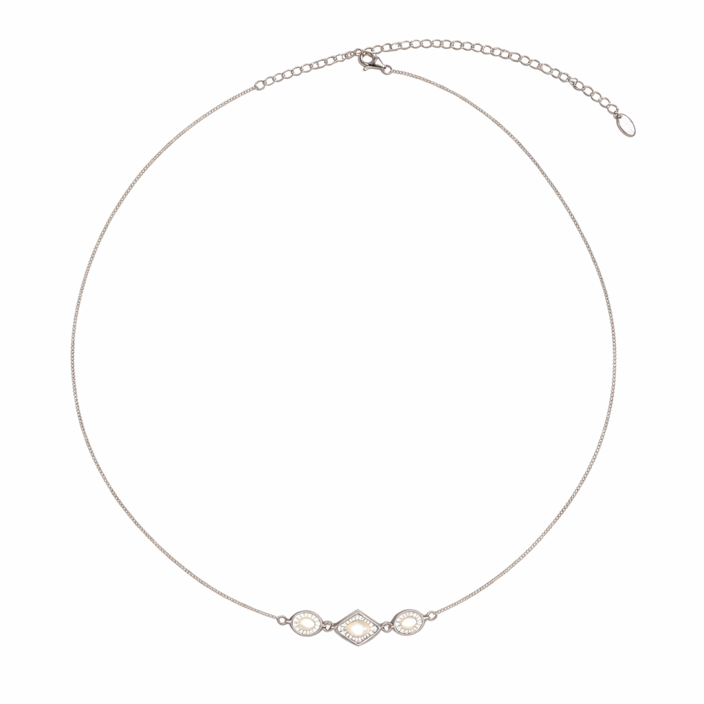  Vintage-Inspired Rhombus Stone Pendant Necklace Silver Plated - friendship necklace gift from Bestie Keepsake