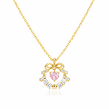  Sparkling Ribbon Heart Wreath Necklace - friendship necklace gift from Bestie Keepsake