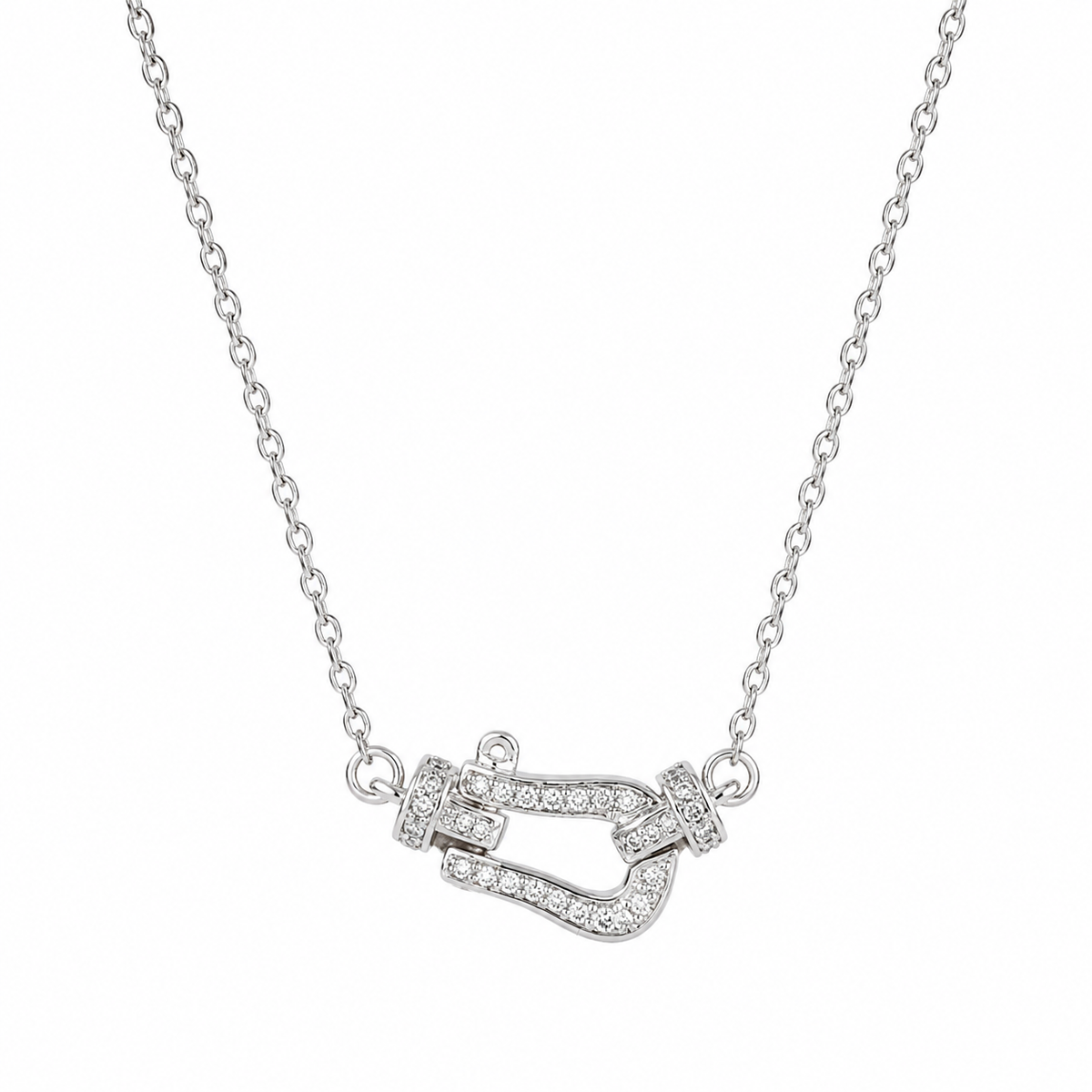  Pave Crystal Horseshoe Necklace in Titanium Steel - friendship necklace gift from Bestie Keepsake