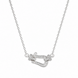  Pave Crystal Horseshoe Necklace in Titanium Steel - friendship necklace gift from Bestie Keepsake
