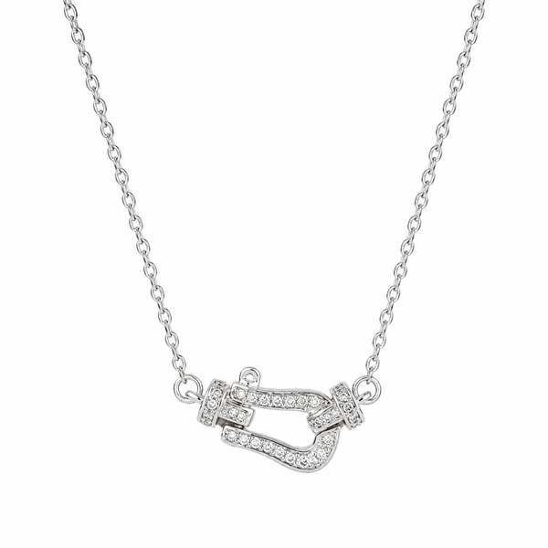  Pave Crystal Horseshoe Necklace in Titanium Steel - friendship necklace gift from Bestie Keepsake