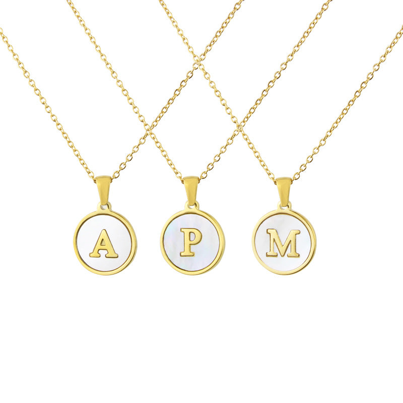 Initial Medallion Shell Pendant Necklace - friendship necklace gift from Bestie Keepsake