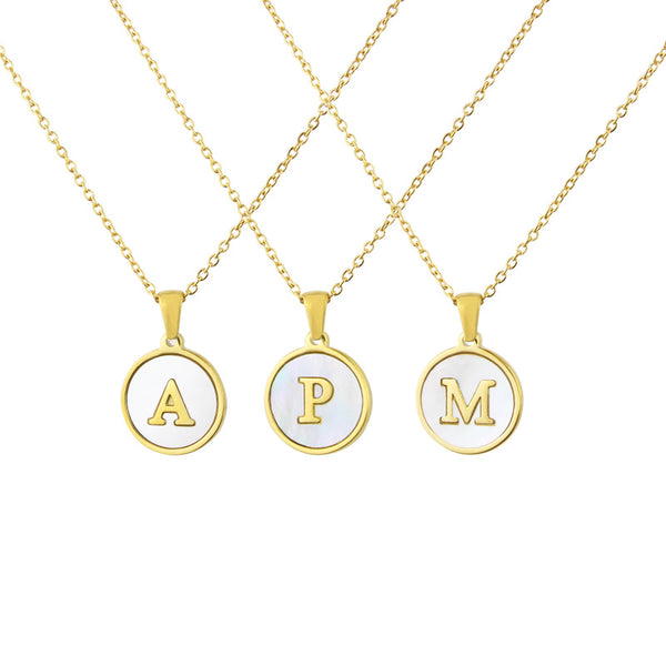  Initial Medallion Shell Pendant Necklace - friendship necklace gift from Bestie Keepsake