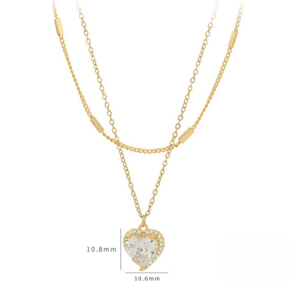  Double Layered Heart Pendant Necklace - friendship necklace gift from Bestie Keepsake