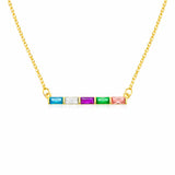  Baguette Birthstone Bar Necklace Stainless Steel - friendship necklace gift from Bestie Keepsake