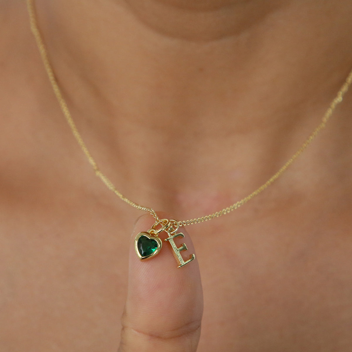  Heart Birthstone and Initial Pendant Necklace - friendship necklace gift from Bestie Keepsake
