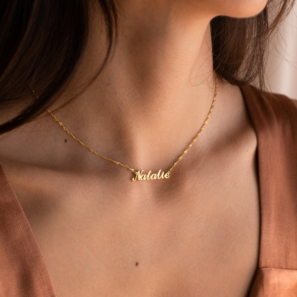  Script Name Pendant Necklace in Stainless Steel - friendship necklace gift from Bestie Keepsake