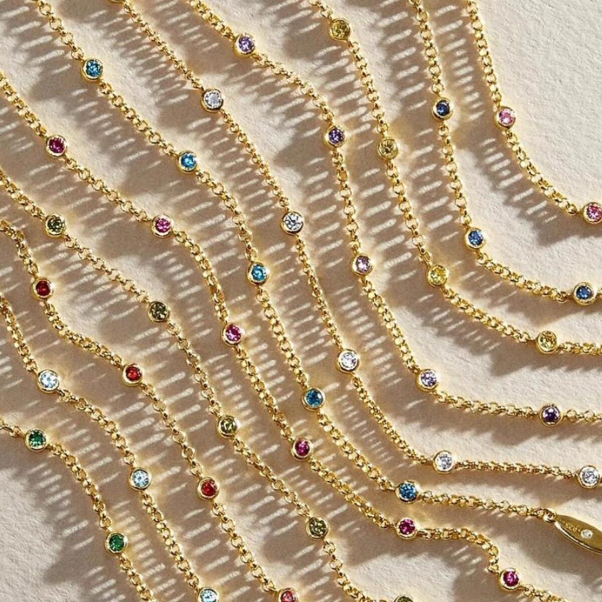  Dainty Birthstone Bezel Bracelet in 18K Gold Plated Sterling Silver - friendship necklace gift from Bestie Keepsake