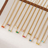  Baguette Cut Birthstone Necklace Stainless Steel - friendship necklace gift from Bestie Keepsake
