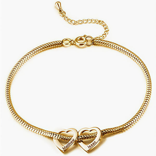  Heart Charm Snake Chain Bracelet in Stainless Steel - friendship necklace gift from Bestie Keepsake