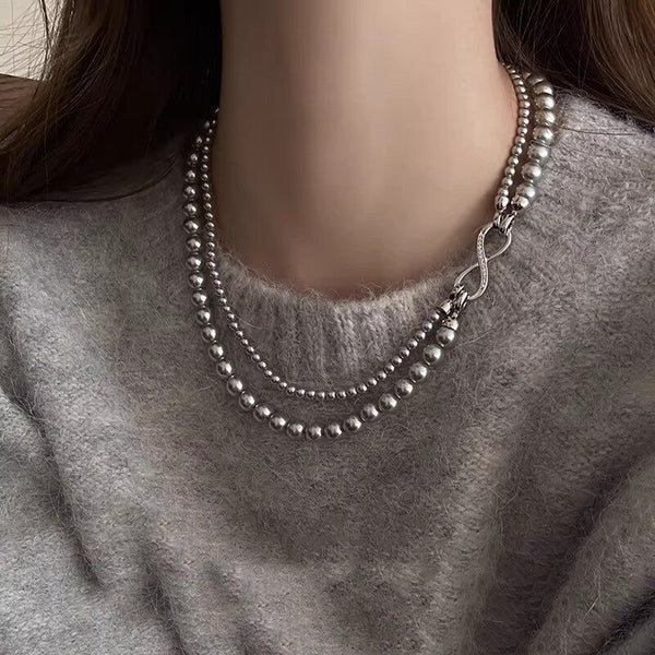  Infinity Clasp Mixed Pearl and Bead Necklace - friendship necklace gift from Bestie Keepsake
