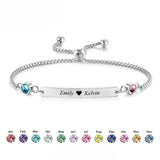  Birthstone Bar Adjustable Bracelet Stainless Steel - friendship necklace gift from Bestie Keepsake