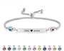  Birthstone Bar Adjustable Bracelet Stainless Steel - friendship necklace gift from Bestie Keepsake