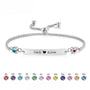  Birthstone Bar Adjustable Bracelet Stainless Steel - friendship necklace gift from Bestie Keepsake