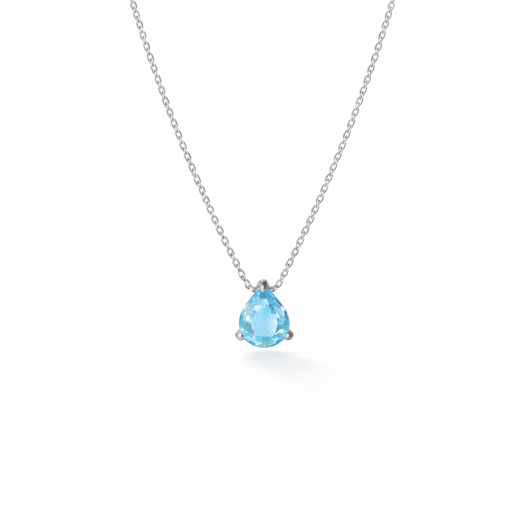  Teardrop Zircon Necklace in Sterling Silver - friendship necklace gift from Bestie Keepsake