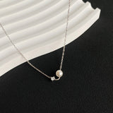  Dainty Pearl & Zirconia 925 Sterling Silver Necklace - friendship necklace gift from Bestie Keepsake