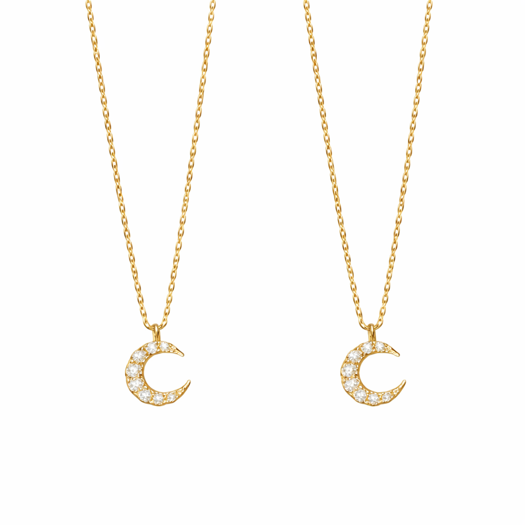  Sparkling Pave Crescent Moon Necklace in Sterling Silver - friendship necklace gift from Bestie Keepsake