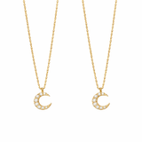  Sparkling Pave Crescent Moon Necklace in Sterling Silver - friendship necklace gift from Bestie Keepsake