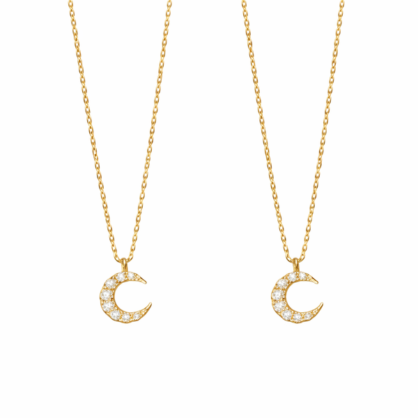  Sparkling Pave Crescent Moon Necklace in Sterling Silver - friendship necklace gift from Bestie Keepsake