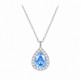  Teardrop Halo Pendant Necklace in Sterling Silver - friendship necklace gift from Bestie Keepsake