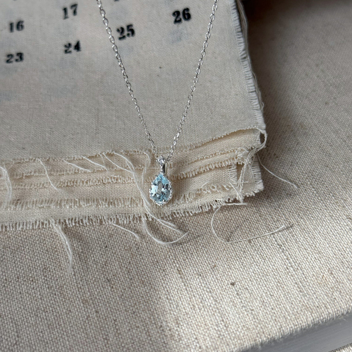  Teardrop Sky Blue Topaz Necklace S925 Sterling Silver - friendship necklace gift from Bestie Keepsake