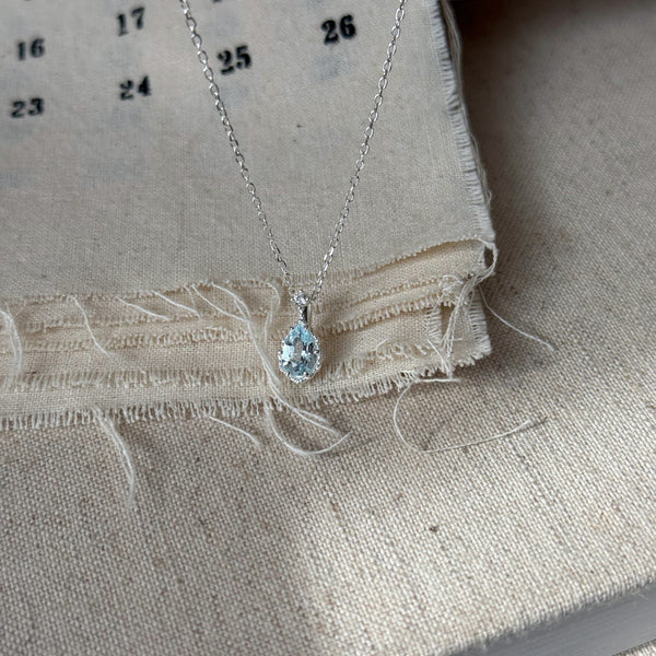  Teardrop Sky Blue Topaz Necklace S925 Sterling Silver - friendship necklace gift from Bestie Keepsake