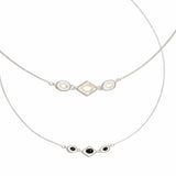 Vintage-Inspired Rhombus Stone Pendant Necklace Silver Plated - friendship necklace gift from Bestie Keepsake