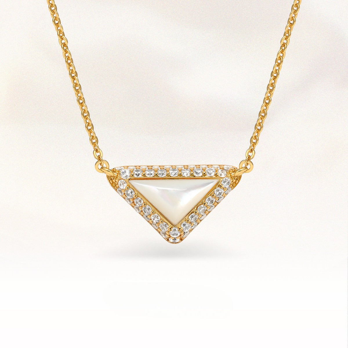  Delta Geometric Triangle Necklace with Stone Inlay - friendship necklace gift from Bestie Keepsake