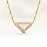  Delta Geometric Triangle Necklace with Stone Inlay - friendship necklace gift from Bestie Keepsake