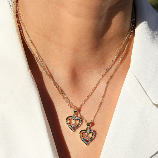  Intricate Heart Initial Pendant Necklace - friendship necklace gift from Bestie Keepsake