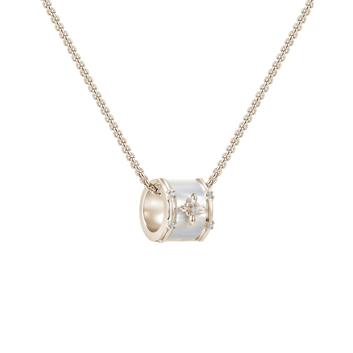  Iris Mother of Pearl Floral Barrel Necklace - friendship necklace gift from Bestie Keepsake