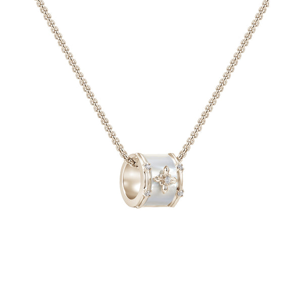  Iris Mother of Pearl Floral Barrel Necklace - friendship necklace gift from Bestie Keepsake