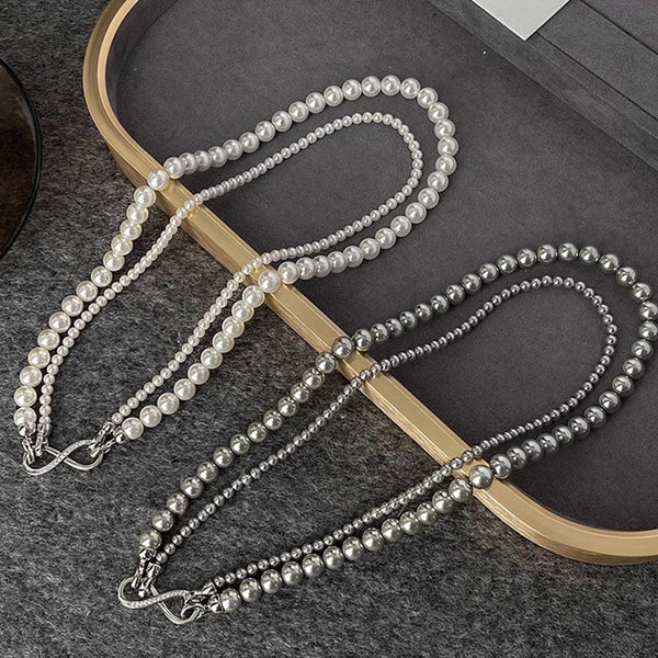  Infinity Clasp Mixed Pearl and Bead Necklace - friendship necklace gift from Bestie Keepsake