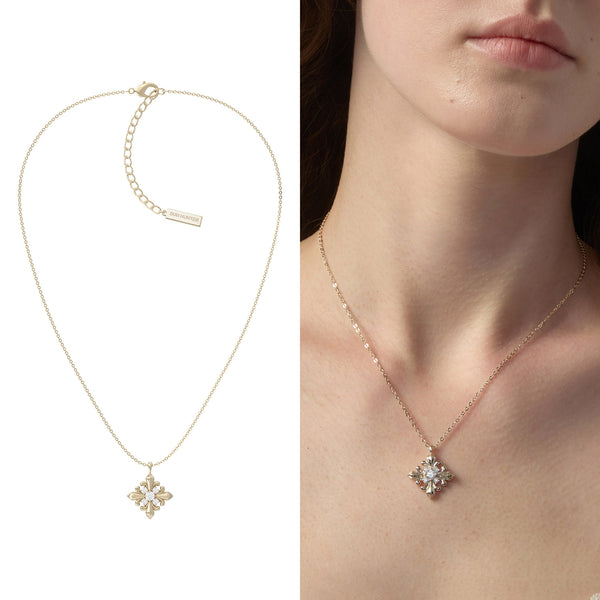  Ornate Fleur-de-lis Pendant Necklace with Cubic Zirconia - friendship necklace gift from Bestie Keepsake
