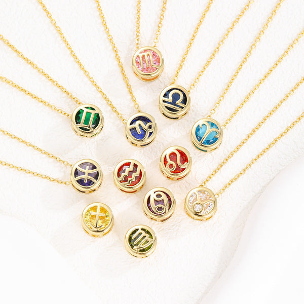  Zodiac Crystal Pendant Necklace - friendship necklace gift from Bestie Keepsake