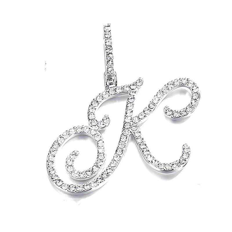  Cursive Pave Initial Pendant Necklace - friendship necklace gift from Bestie Keepsake