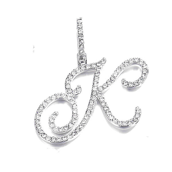  Cursive Pave Initial Pendant Necklace - friendship necklace gift from Bestie Keepsake