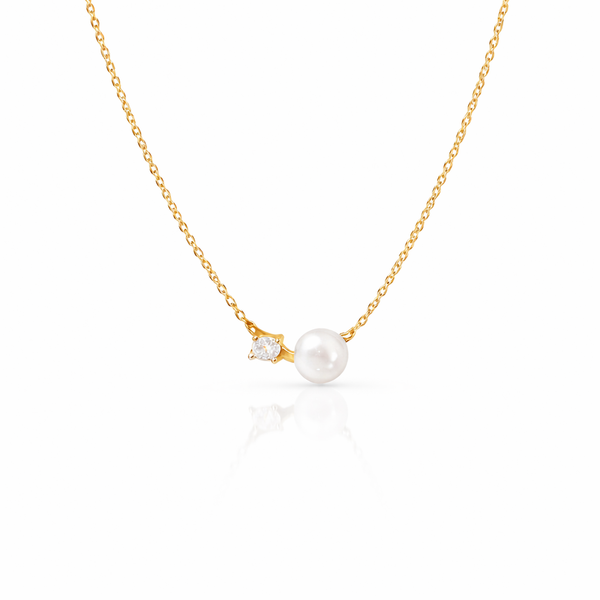  Dainty Pearl & Zirconia 925 Sterling Silver Necklace - friendship necklace gift from Bestie Keepsake
