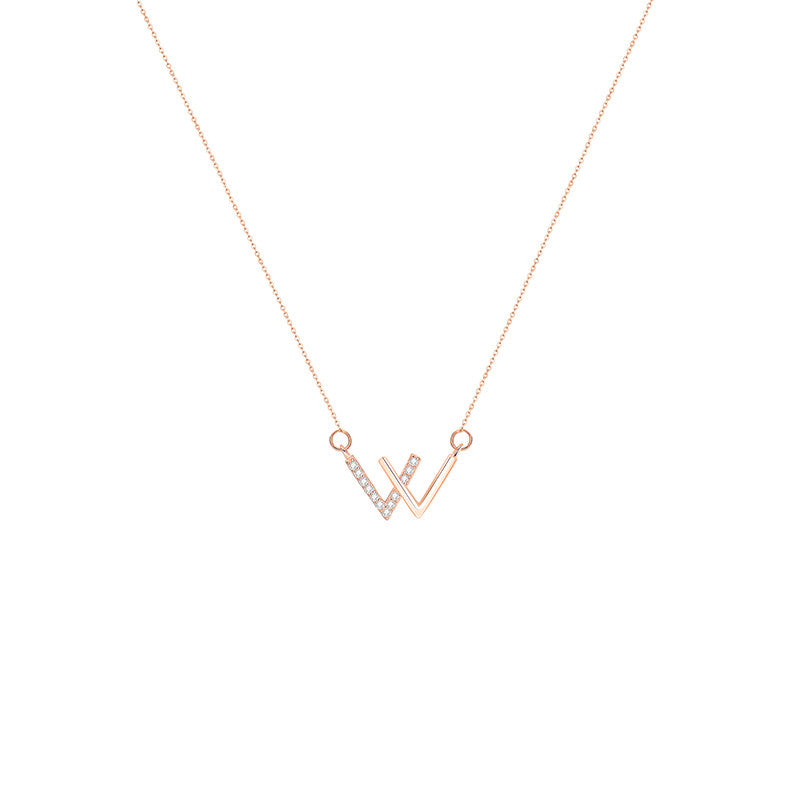  Pavé Initial W Pendant Necklace - friendship necklace gift from Bestie Keepsake