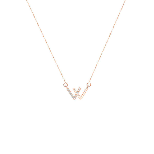  Pavé Initial W Pendant Necklace - friendship necklace gift from Bestie Keepsake