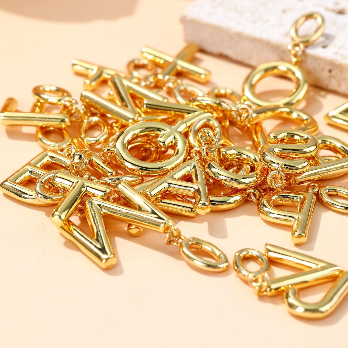  Polished Initial Pendant Necklace 18K Gold Plated - friendship necklace gift from Bestie Keepsake
