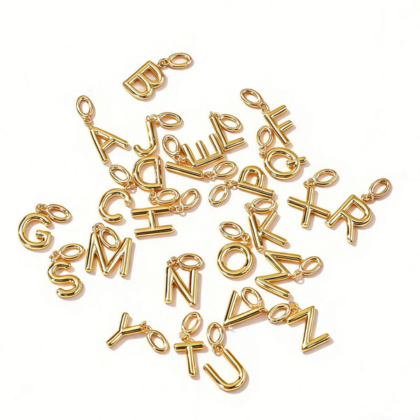  Polished Initial Pendant Necklace 18K Gold Plated - friendship necklace gift from Bestie Keepsake