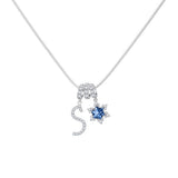  Pavé Initial and Blue Crystal Bloom Necklace - friendship necklace gift from Bestie Keepsake