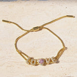  Pave CZ Initial & Heart Birthstone Adjustable Bracelet - friendship necklace gift from Bestie Keepsake